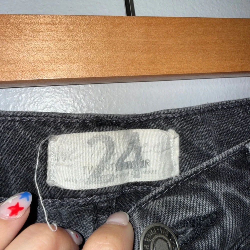 Free People We The Free Jeans Womens 24 Black Excellent Wide Leg Button Fly